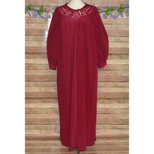 VTG Lorraine Fleece Maxi Length House Coat Robe 1/2 Zip Size L Pockets USA Made